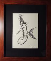 <b>*NEW*</b> Mermaid 9x12 Framed Drawing by Robert Wyland