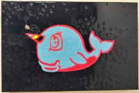 Blue Narwhal on Black 12x18 Original Mixed Media by J Ha <! aesthetic>