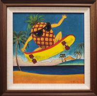 Pineapple Ollie 12x12 Framed Cloissone by Wang Ge <! aesthetic> <! local>