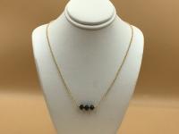 Triple Black Diamonds 5ct w/14K Gold Daisy Accents GF Necklace 16-Inch by Pat Pearlman <! local>