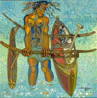 Puna Fisherman  34x34 Rolled Giclee by Avi Kiriaty <! local>