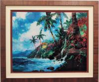 <b>*NEW*</b> Paradise Home on the Coast 24x30 Framed Original Mixed Media on Metal - Dimensional Modern Impressionism by James Coleman
