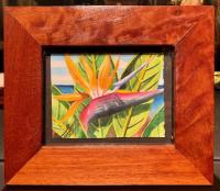 Bird of Paradise 4x5 Watercolor in Eucalyptus Frame by Garry Palm <! local>