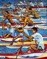 One Man Canoe Race 40x32 Rolled Giclee by Avi Kiriaty <! local>