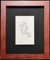 Seahorse 6x9 Framed Drawing by Robert Wyland