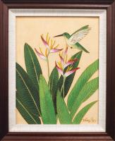 Bird in Paradise 11x14 Framed Cloissone by Wang Ge <! aesthetic> <! local>