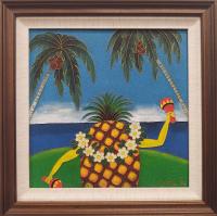 Pineapple Salsa 12x12 Framed Cloissone by Wang Ge <! aesthetic> <! local>