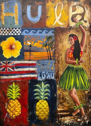 <b>*NEW*</b> Hula 36x48 Original Acrylic on Canvas by Shawn Mackey