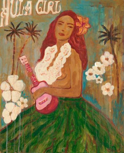 OBUH24fd Uke Hula 24x30 Giclee FLOOR DISPLAYS by Olivia Belle <! local>