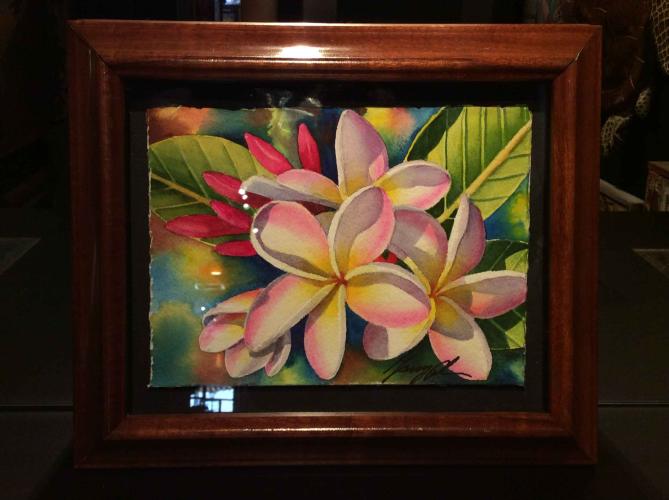 Rainbow Plumerias 6x8 Framed by Garry Palm <! local>