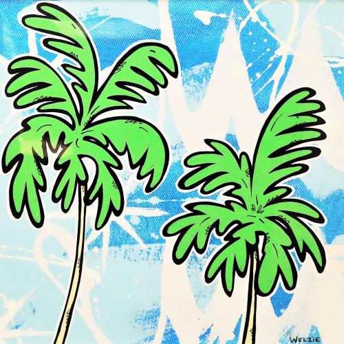 Twin Palms 14x14 Limited Edition Aluminum Print by Welzie <! local> <! aesthetic>