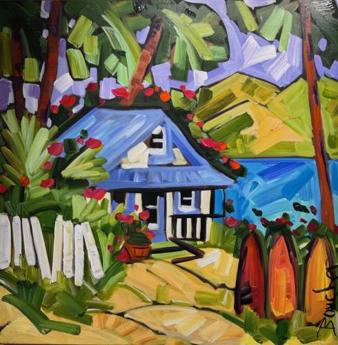 Beach Trio 30x30 Original Acrylic by Marie-Claude Boucher