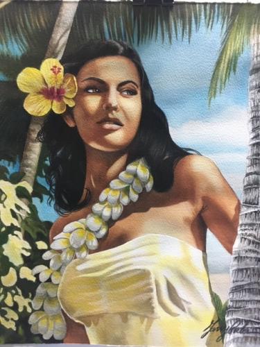 Leilani Original Watercolor Framed by Garry Palm <! local>