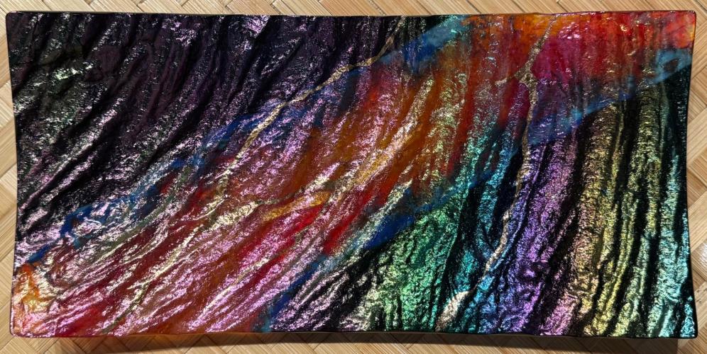 Lava Ocean Oblong 7x14 Glass Tray by Marian Fieldson <! local>