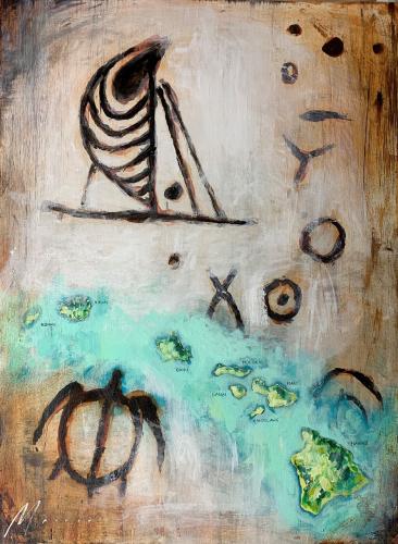 Sea Voyage Petroglyph 30x40 Enhanced Giclee by Shawn Mackey