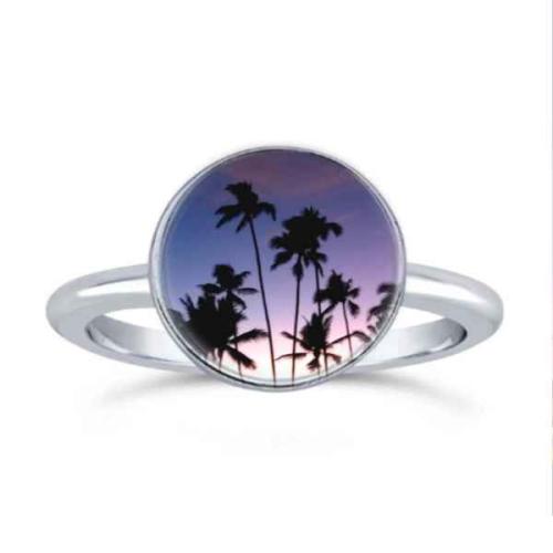 Palm Tree Sunset SS Ring Sz 7 by Foterra Jewelry <! aesthetic>