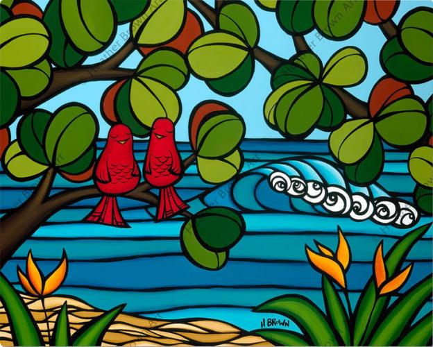 Love Birds 11x14 Aluminum Print by Heather Brown <! local>