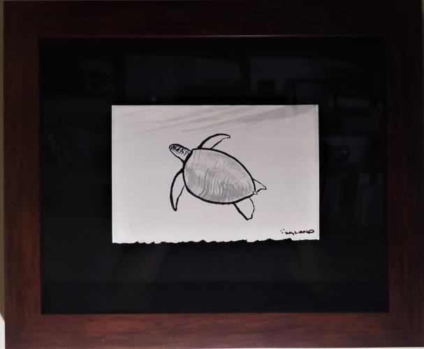 Sea Turtle 6x9 Framed Drawing by Robert Wyland