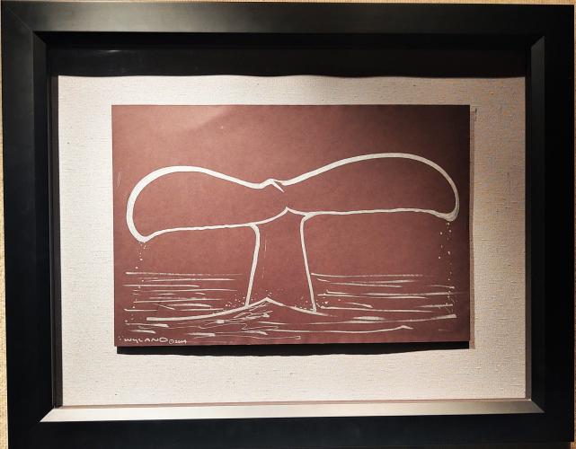 Whale Tail 12x18 Framed Original Silver Drawing [Original Price: $2,500] by Robert Wyland