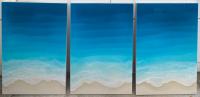 <b>*NEW*</b> Classic Sand Beach 36x72 Mixed Media Tryptich by Anna Sweet Mize