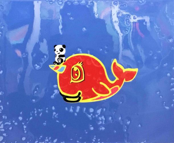 Red Narwhal & Panda 18x22 by J Ha <! aesthetic>