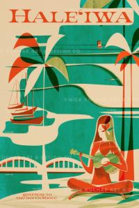 Haleiwa Wahine (Oahu) Framed Giclee by Nick Kuchar <! local> <! aesthetic>