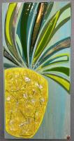 Golden Pineapple #2 12x24 Fused Glass Wall Art by Shelly Batha <! local>