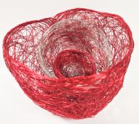 Stainless Steel & Red Wire Nesting Baskets w/Stainless Steel Sphere by Cindy Luna <! local>