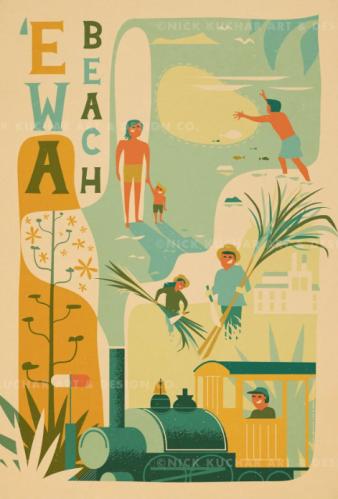 Ewa Beach (Oahu) Framed Giclee by Nick Kuchar <! local> <! aesthetic>