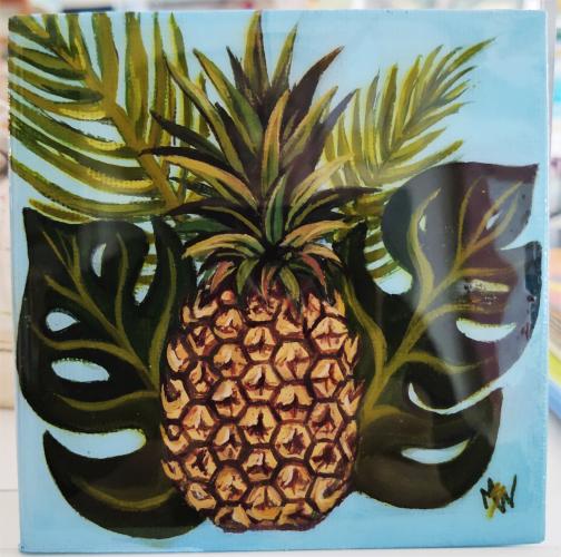 Petite Pineapple 4x4 Acrylic & Resin by MsW <! local>