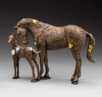 Sunshine & Daisy Bronze Statues by Tammy Lynne Penn