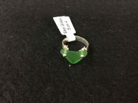 TFR22 Double-Drilled Green Sea Glass SS Ring Sz 4 by Ingrid Lynch <! local>