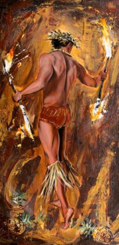 Kane (Chief Hawaiian God of the Sun) 36x18 Acrylic by Shawn Mackey
