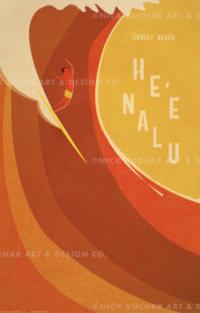 Hee Nalu (Oahu) Framed Giclee by Nick Kuchar <! local> <! aesthetic>