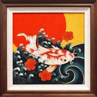 Strawberries & Cream Koi 12x12 Framed Cloissone by Wang Ge <! aesthetic> <! local>