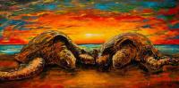 Honu Sunset Enhanced Giclee by Shawn Mackey