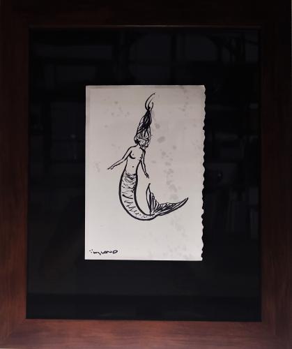 Mermaid 6x9 Framed Drawing by Robert Wyland
