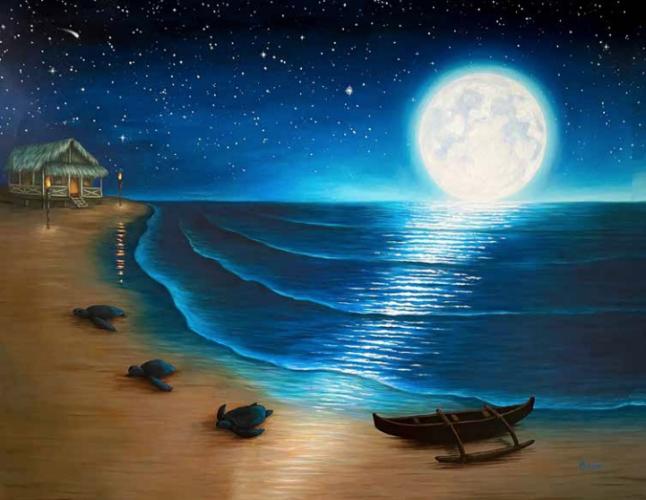 <b>*NEW*</b> Canoe Moonlight Limited Edition Artist Proof Giclee by Stephanie Boinay