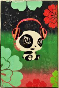 <b>*NEW*</b> DJ Panda 12x18 Original Mixed Media by J Ha
