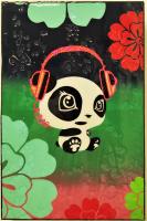 <b>*NEW*</b> DJ Panda 12x18 Original Mixed Media by J Ha