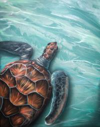 Honu Cruising 30x24 Mixed Media by Ashton Howard <! aesthetic>