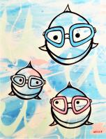 Happy Fish Goggles 18x24 Limited Edition Aluminum Print by Welzie <! local>