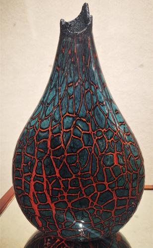 <b>*NEW*</b> Crackled Kilauea Vase #73 by Daniel Moe <! local>