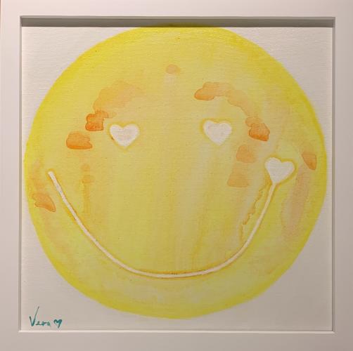 Happy Heart Yellow 12x12 Framed Acrylic by <! Vera> Vera <! Kirkpatrick><! local>