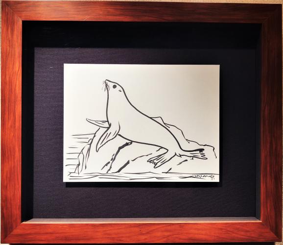 Seal Pup 9x12 Framed Original Drawing [Original Price: $1,900] by Robert Wyland