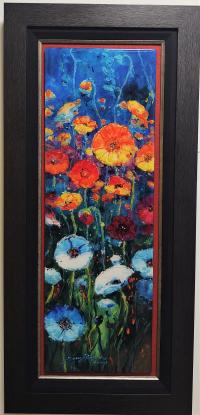 <b>*NEW*</b> Radiant Lilies 10x30 Original Framed Mixed Media - Dimensional Modern Impressionism by James Coleman