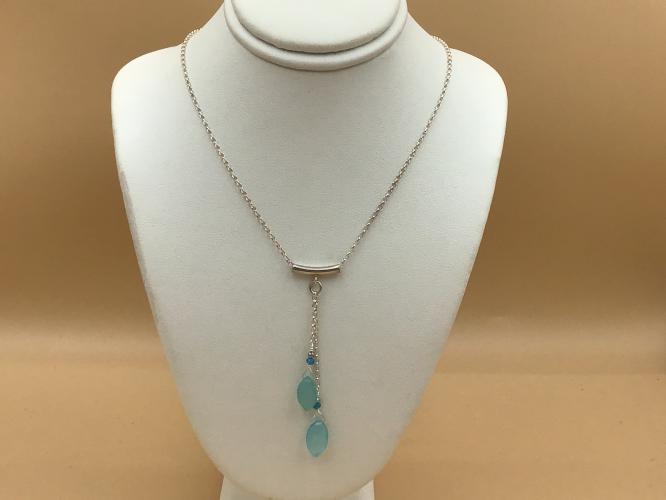 <b>*NEW*</b> Chalcedony Drop SS Necklace by Pat Pearlman <! local>