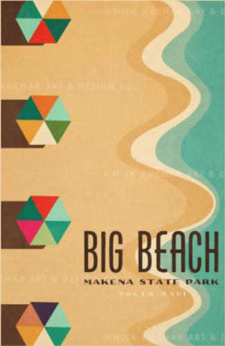 Big Beach (Maui) Framed Giclee by NICK KUCHAR