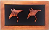 Manta Ray Duo Wall Decor in Koa Frame by Alan Sharp <! local>