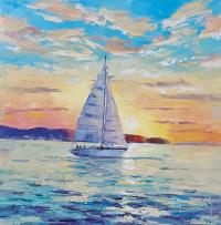 Full Sails 12x12 Original Oil by Roman Czerwinski <! local>